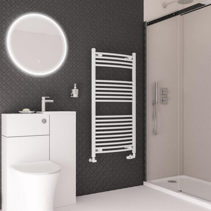 Eastbrook Wingrave Vertical Curved Heated Towel Rail - Gloss White