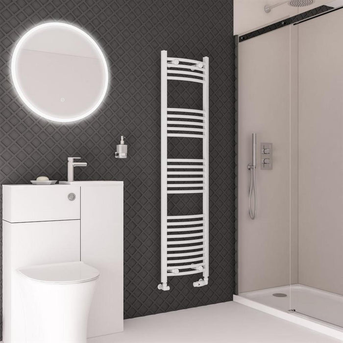 Eastbrook Wingrave Vertical Curved Heated Towel Rail - Gloss White