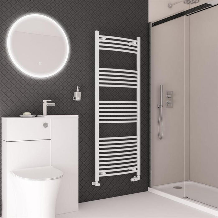Eastbrook Wingrave Vertical Curved Heated Towel Rail - Gloss White