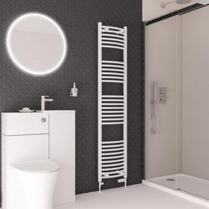 Eastbrook Wingrave Vertical Curved Heated Towel Rail - Gloss White