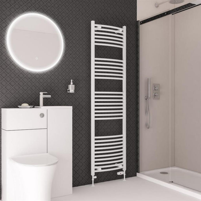 Eastbrook Wingrave Vertical Curved Heated Towel Rail - Gloss White