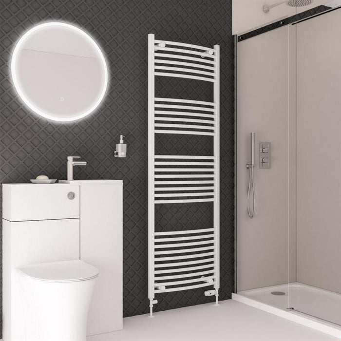 Eastbrook Wingrave Vertical Curved Heated Towel Rail - Gloss White