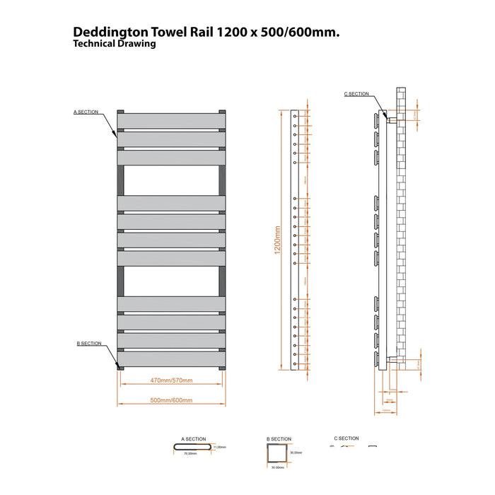 Eastbrook Deddington Vertical Designer Heated Towel Rail - Matt Cobalt Blue