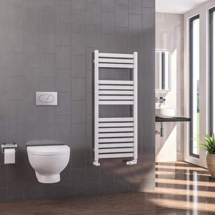 Eastbrook Defford Vertical Designer Straight Heated Towel Rail - Gloss White