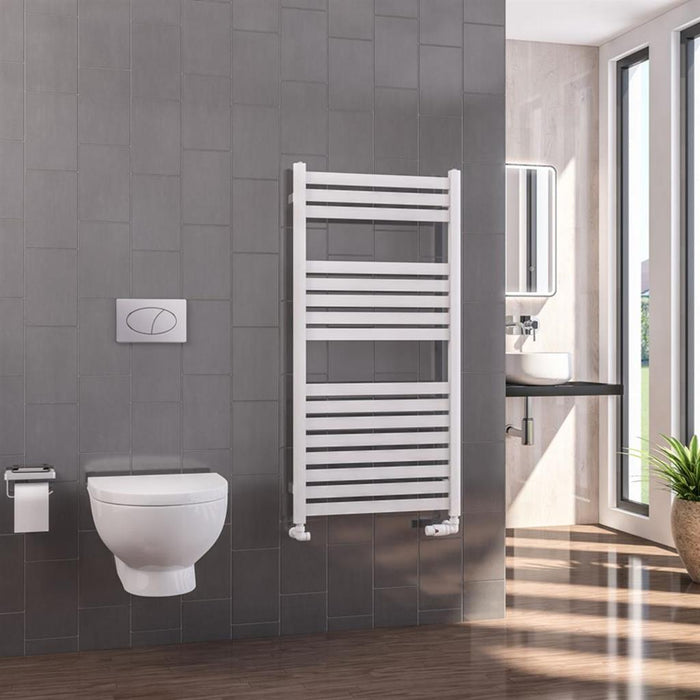 Eastbrook Defford Vertical Designer Straight Heated Towel Rail - Gloss White