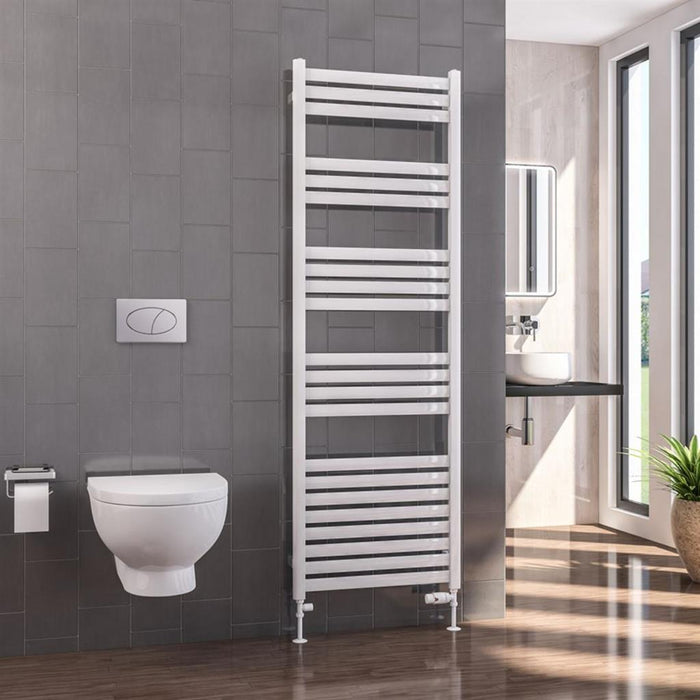Eastbrook Defford Vertical Designer Straight Heated Towel Rail - Gloss White