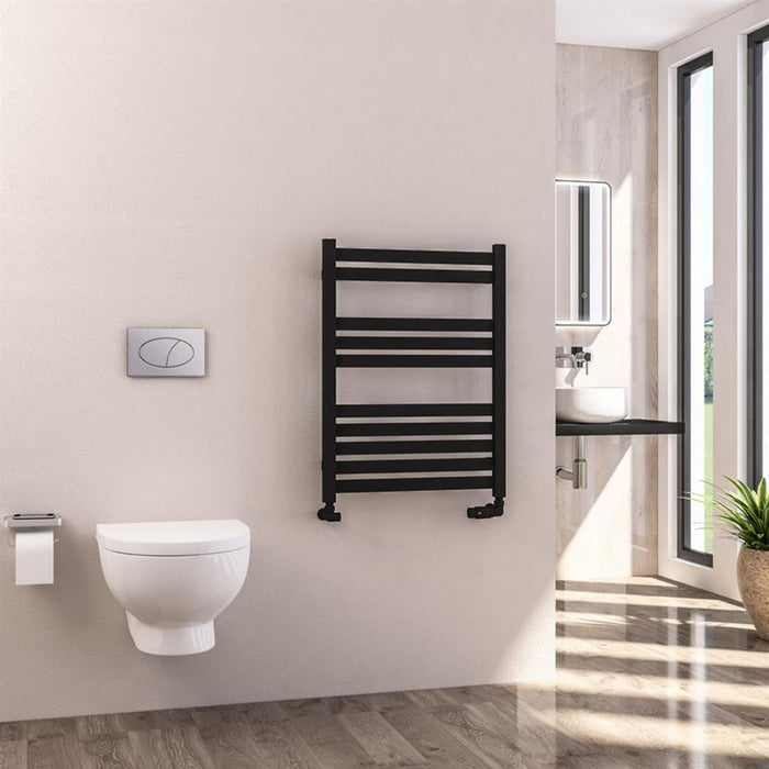 Eastbrook Defford Vertical Designer Straight Heated Towel Rail - Matt Black
