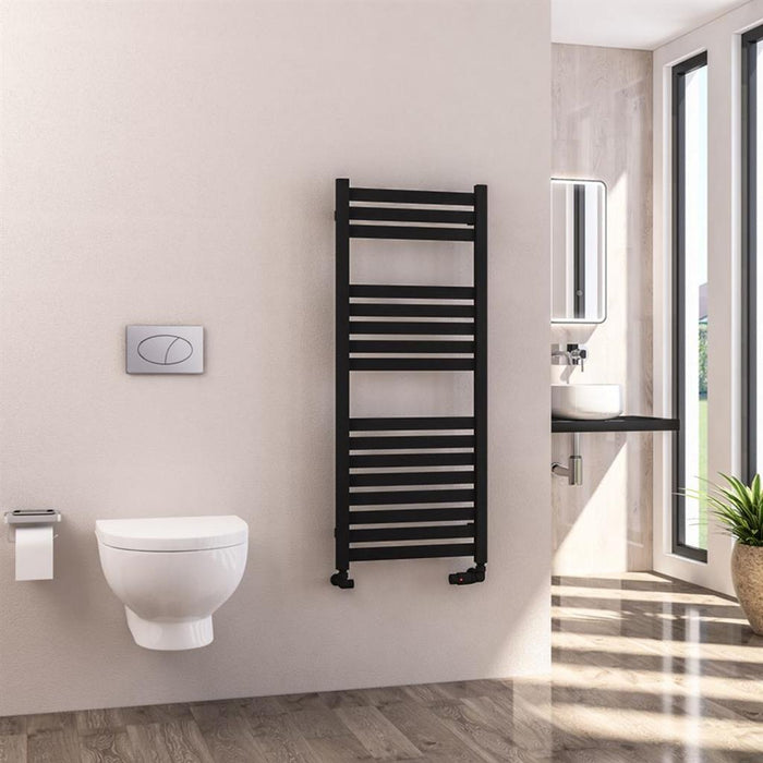 Eastbrook Defford Vertical Designer Straight Heated Towel Rail - Matt Black