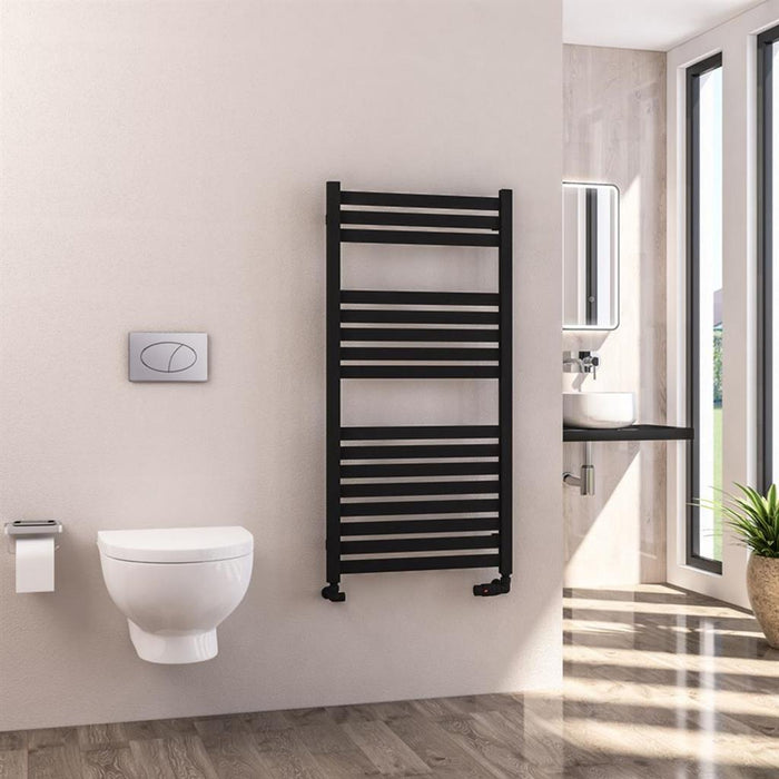 Eastbrook Defford Vertical Designer Straight Heated Towel Rail - Matt Black