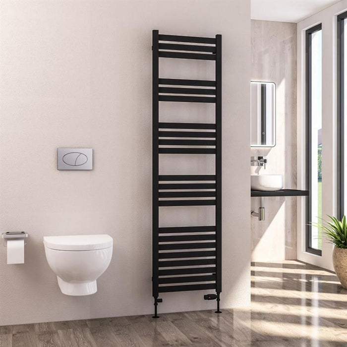 Eastbrook Defford Vertical Designer Straight Heated Towel Rail - Matt Black