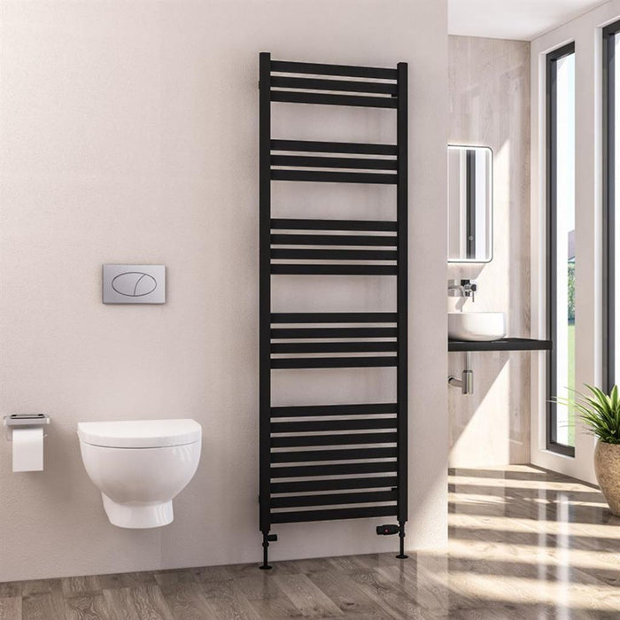 Eastbrook Defford Vertical Designer Straight Heated Towel Rail - Matt Black