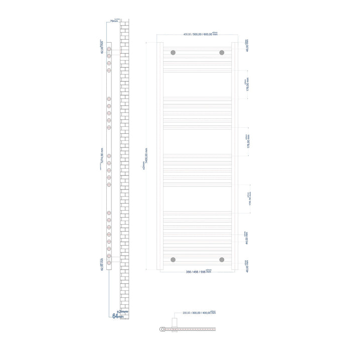 Eastbrook Wingrave Straight Heated Towel Rail - Matt Black