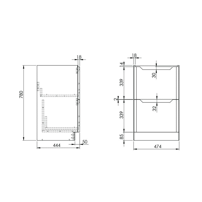 Scudo Ella 2 Drawer Floorstanding Vanity Unit with Basin