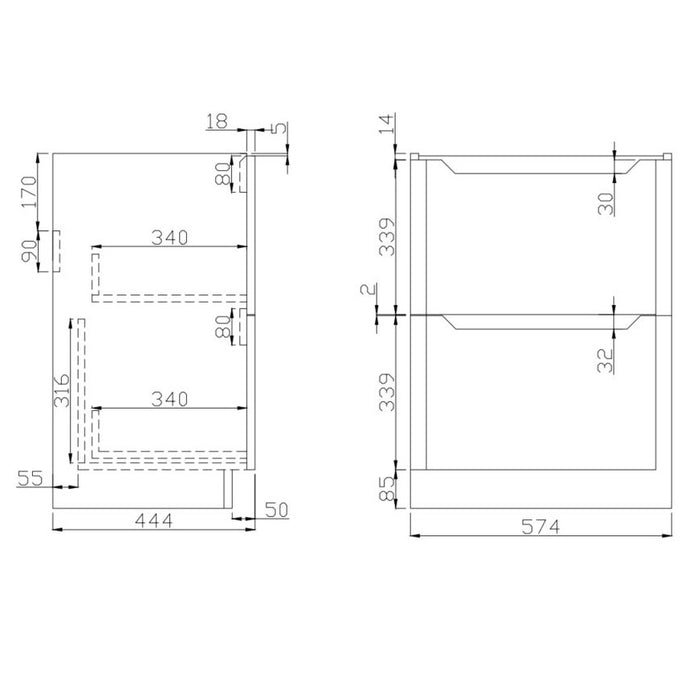 Scudo Ella 2 Drawer Floorstanding Vanity Unit with Basin