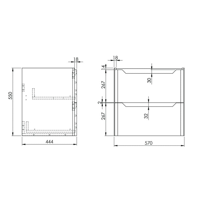 Scudo Ella 2 Drawer Wall Hung Vanity Unit with Basin