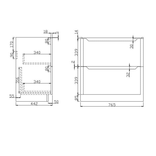 Scudo Ella 2 Drawer Floorstanding Vanity Unit with Basin
