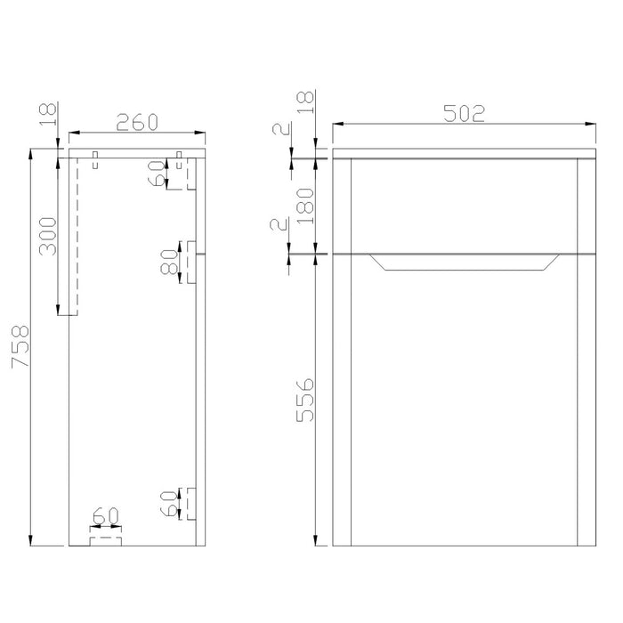 Scudo Ella 500mm Back To Wall WC Unit