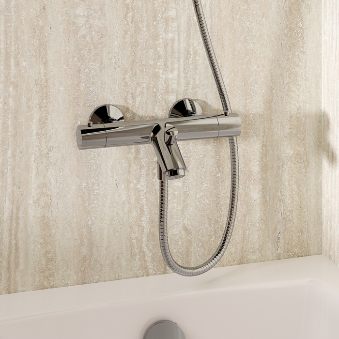 Crosswater Kai 2 Hole Exposed Thermostatic Bath Shower Mixer Tap - Chrome