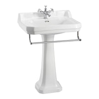 Burlington Edwardian Basin with Full Pedestal And Towel Rail - 610mm Wide - White