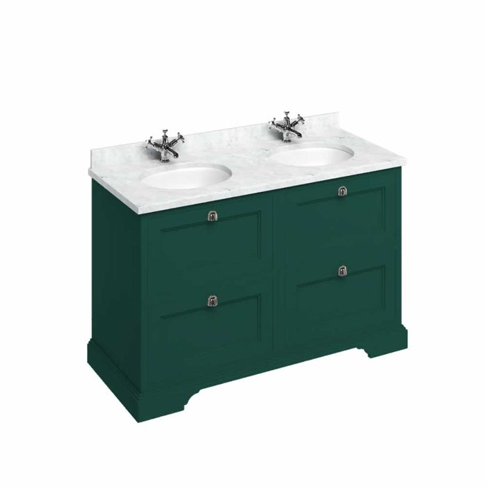 Burlington 1300mm 4 Drawer Floorstanding Vanity Unit with Worktop and Double Basin