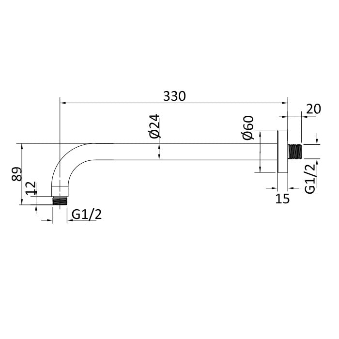 Crosswater Wall Mounted Shower Arm - Brushed Nickel