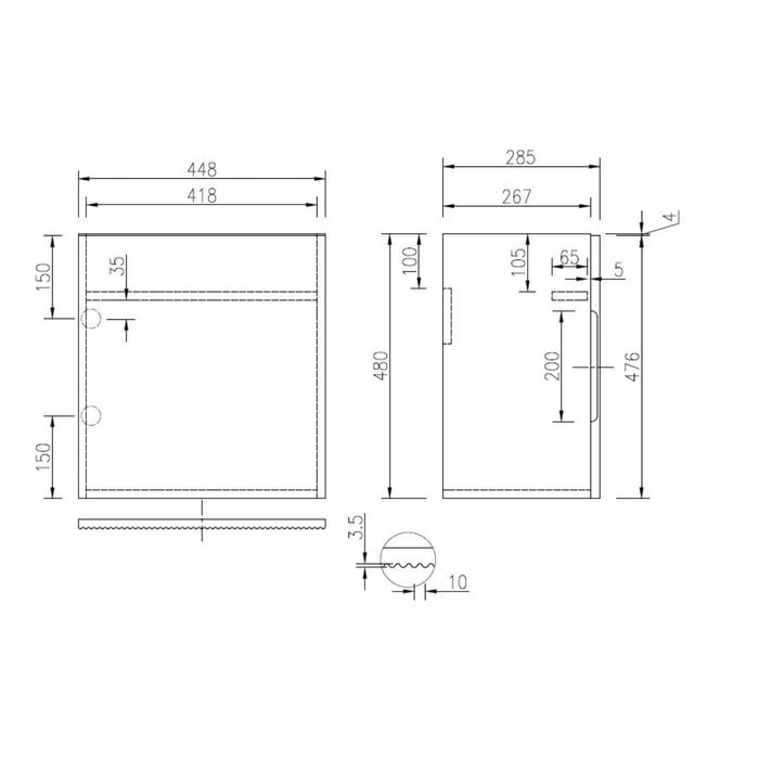 Tailored Flauto Mini 1 Door Cloakroom Wall Hung Vanity Unit with Ceramic Basin