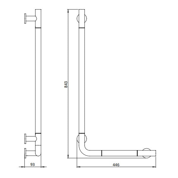 Crosswater Angle Grab Bar - Right Handed