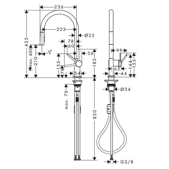 Hansgrohe Talis M54 2jet Single Lever Kitchen Mixer Tap with Pull-Out Spray and Swivel Spout
