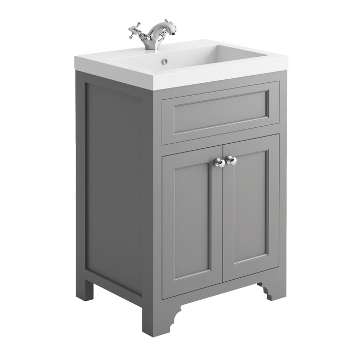 Scudo Ripley 600mm 2 Door Floorstanding Vanity Unit with Handles & Basin