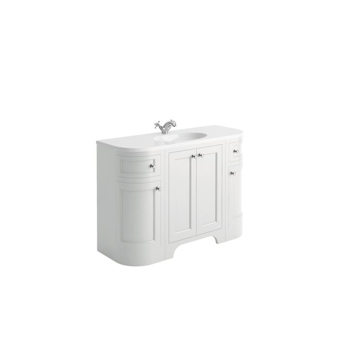 Scudo Brunswick 1200mm Curved Floorstanding Vanity Unit with Chrome Handles & Basin (No Tap Hole)
