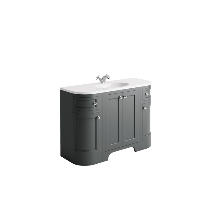 Scudo Brunswick 1200mm Curved Floorstanding Vanity Unit with Chrome Handles & Basin (No Tap Hole)