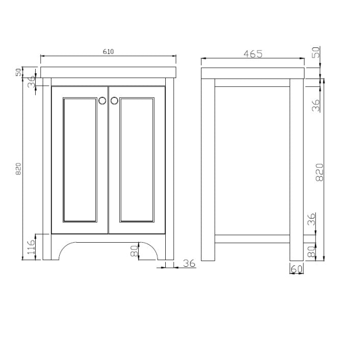 Scudo Brunswick 2 Door Floorstanding Vanity Unit with Basin & Chrome Handles