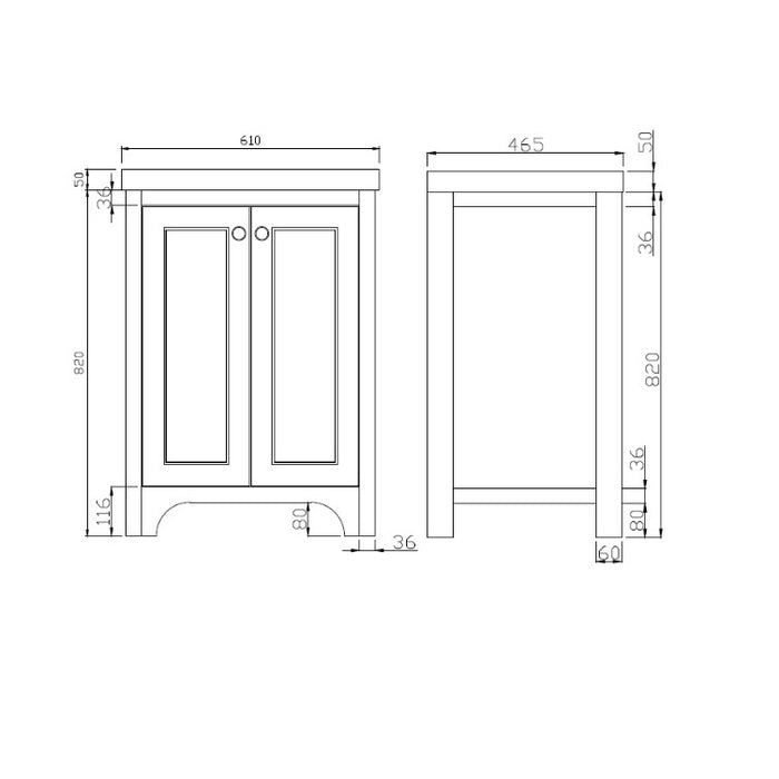Scudo Brunswick 1200mm Curved Floorstanding Vanity Unit with Chrome Handles & Basin (No Tap Hole)