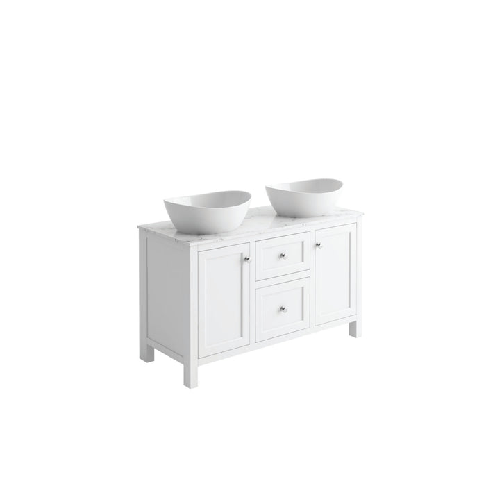 Scudo Montpelier 1200mm 2 Drawer & 2 Door Floorstanding Vanity Unit with Chrome Handles & Marble Countertop
