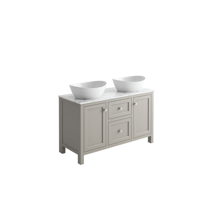 Scudo Montpelier 1200mm 2 Drawer & 2 Door Floorstanding Vanity Unit with Chrome Handles & Marble Countertop