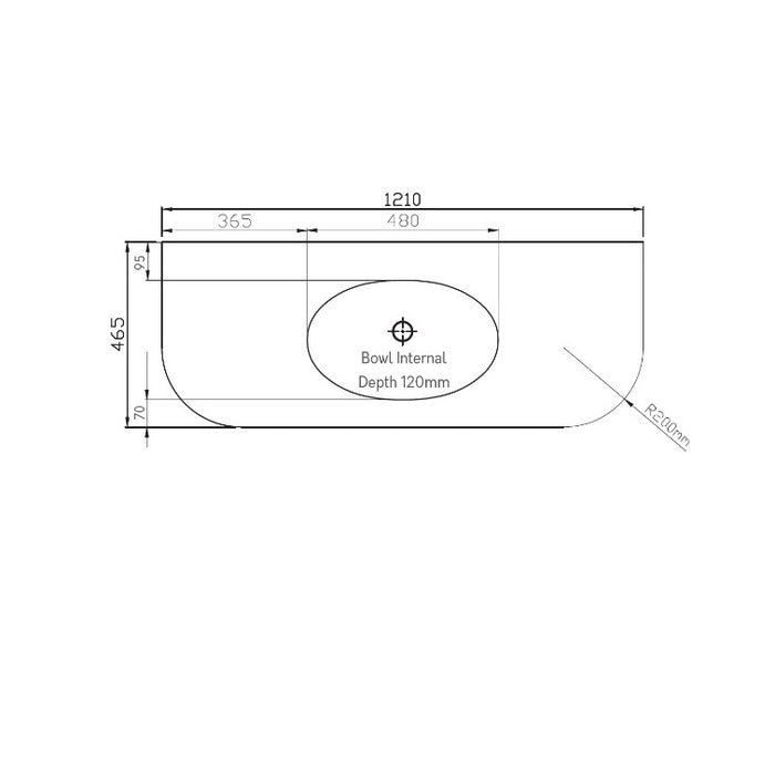 Scudo Brunswick 1200mm Curved Floorstanding Vanity Unit with Chrome Handles & Basin (No Tap Hole)