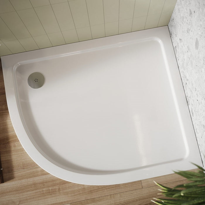 Scudo Riva Offset Quadrant Shower Tray with Waste - White