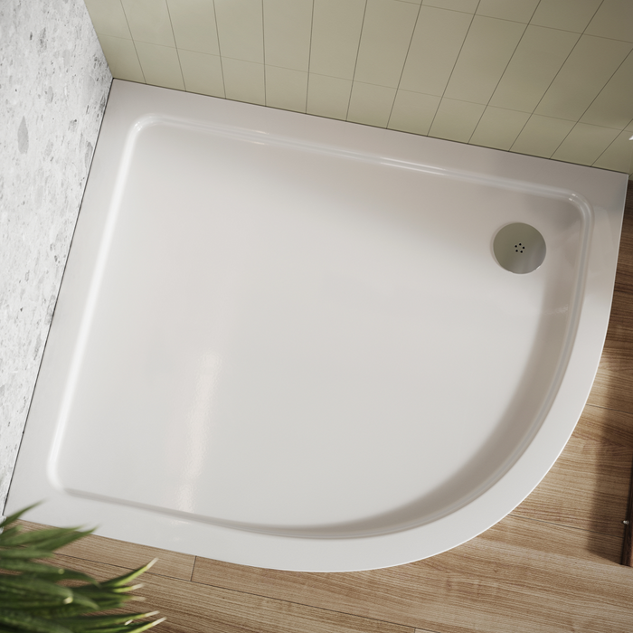 Scudo Riva Offset Quadrant Shower Tray with Waste - White