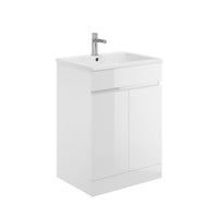 Scudo Waterguard 600mm 2 Door Waterproof Floorstanding Vanity Unit with Basin - Gloss White