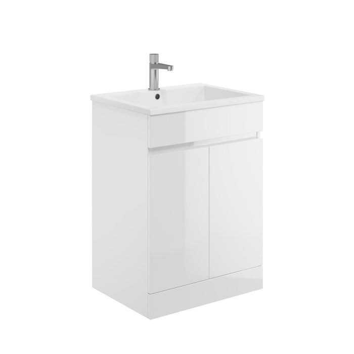 Scudo Waterguard 600mm 2 Door Waterproof Floorstanding Vanity Unit with Basin - Gloss White