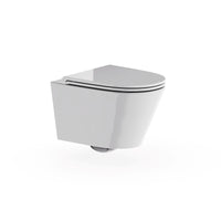 Britton Hoxton Rimless Round Wall Hung Toilet with Seat - Gloss White