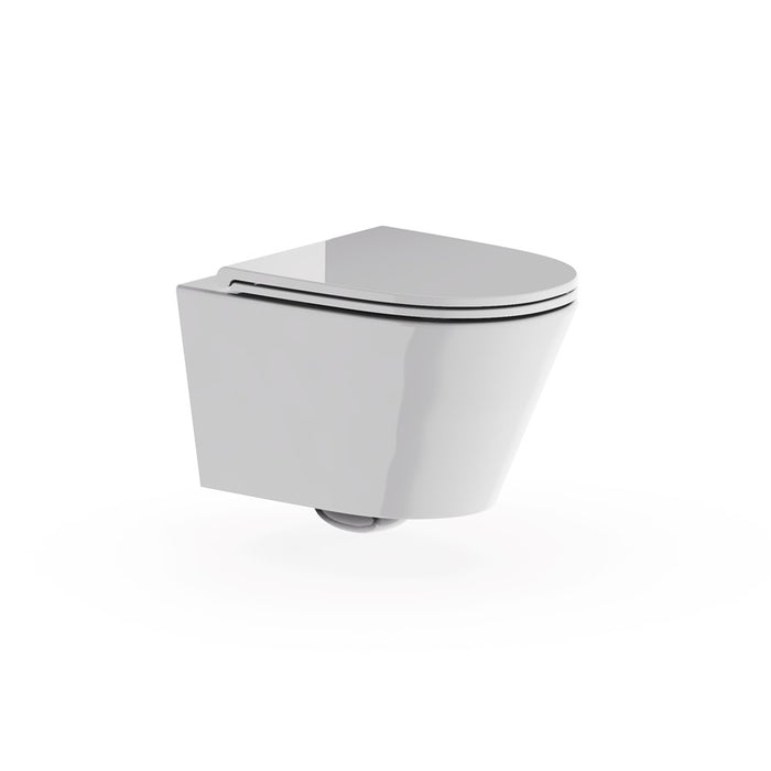 Britton Hoxton Rimless Round Wall Hung Toilet with Seat - Gloss White