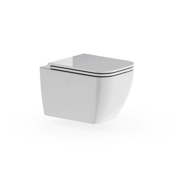 Britton Hoxton Rimless Square Wall Hung Toilet with Seat - Gloss White