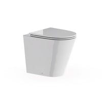 Britton Hoxton Rimless Round Back To Wall Toilet with Seat - Gloss White