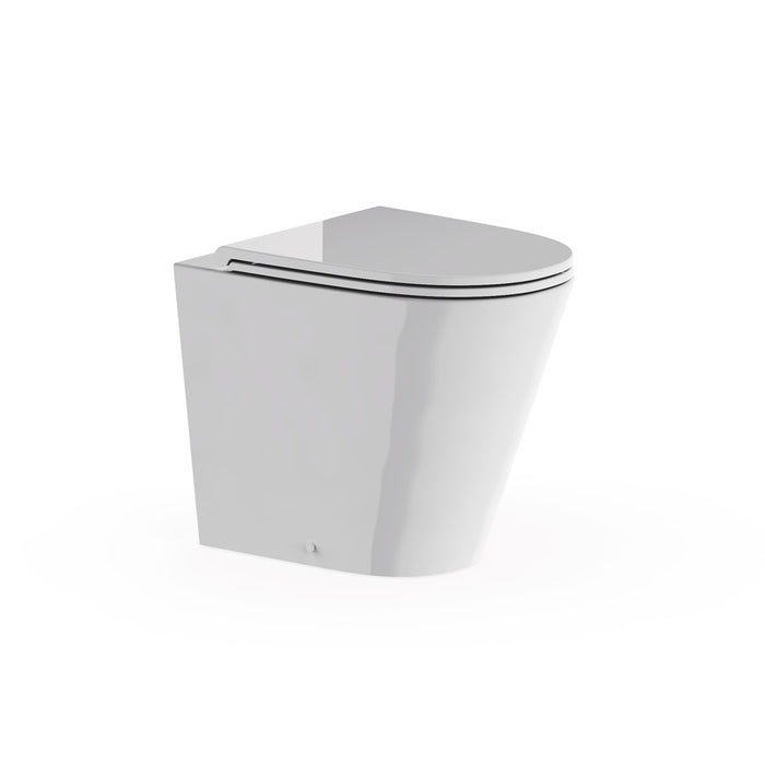 Britton Hoxton Rimless Round Back To Wall Toilet with Seat - Gloss White