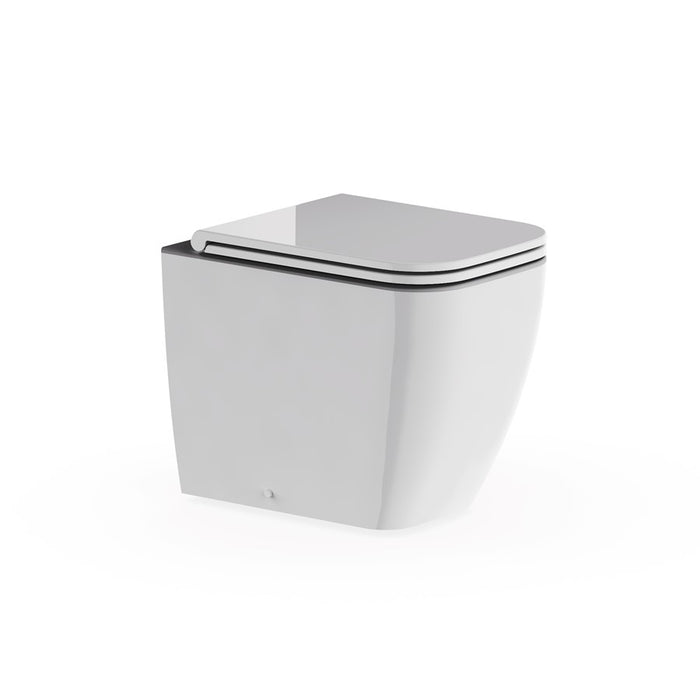 Britton Hoxton Rimless Square Back To Wall Toilet with Seat - Gloss White
