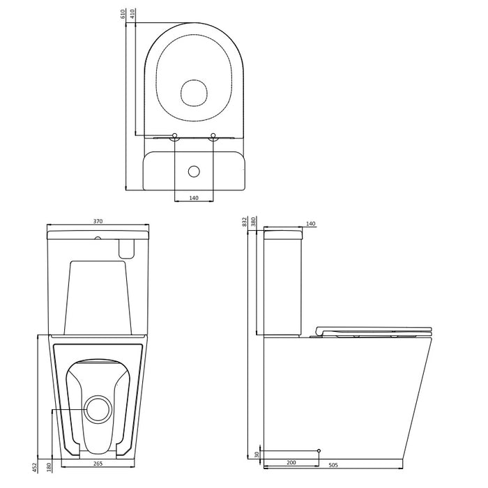 Britton Hoxton Rimless Round Close Coupled Toilet with Seat - Gloss White
