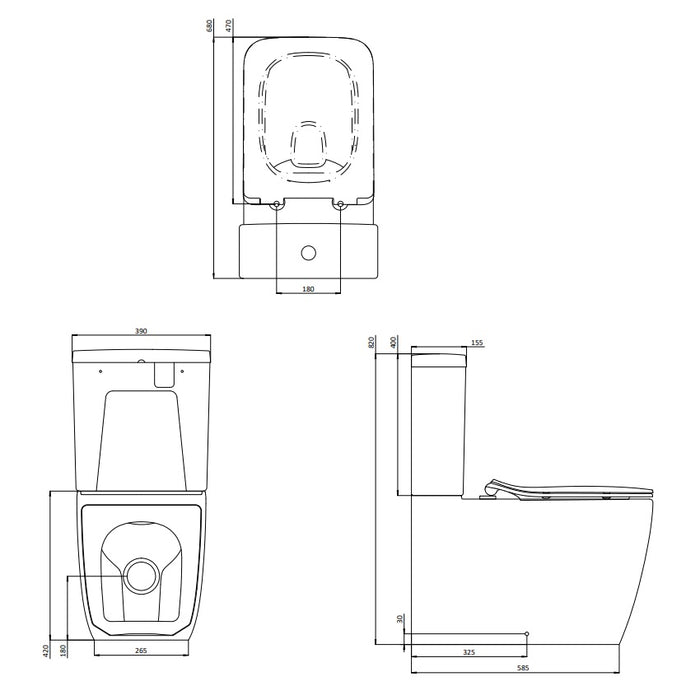 Britton Hoxton Rimless Square Close Coupled Toilet With Toilet Seat And Fixings - Gloss White
