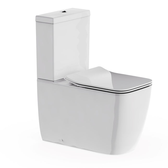 Britton Hoxton Rimless Square Close Coupled Toilet With Toilet Seat And Fixings - Gloss White
