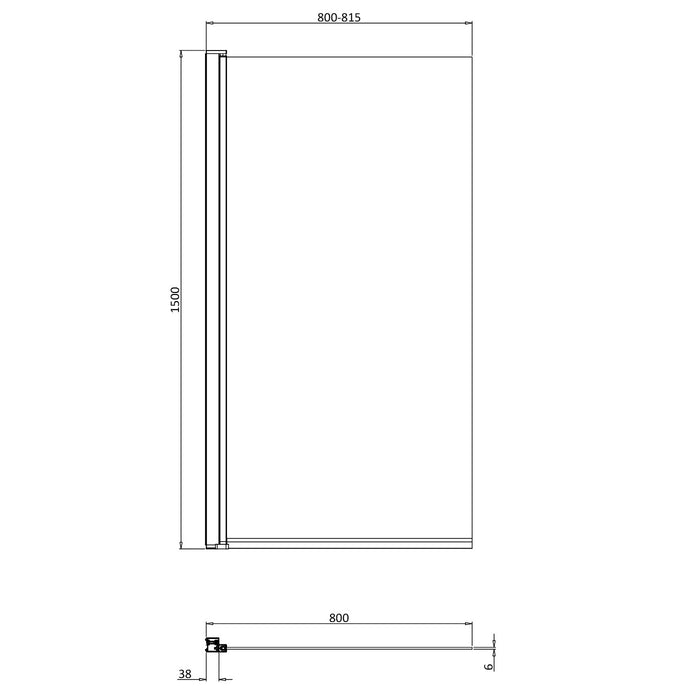 Britton Hoxton 6 Hinged Single Bath Screen - 1500mm x 800mm